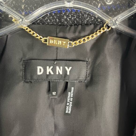 NEW DKNY black white blue plaid button long office preppy blazer jacket 12 - Picture 5 of 8